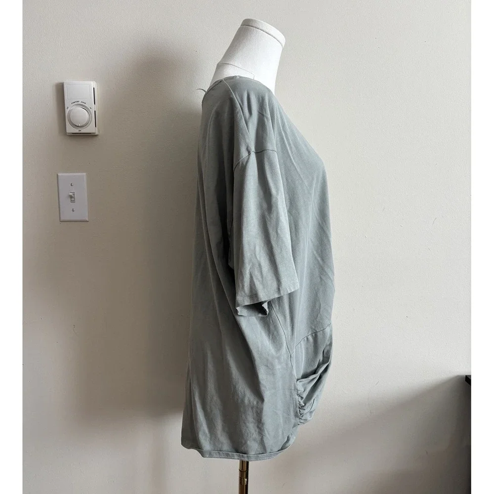 Lululemon Cotton 12 XL Knot Short Sleeve‎ Shirt Green Asymmetrical Oversized